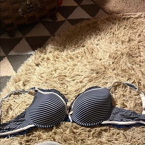 Striped Navy and White Women's Bikini Top